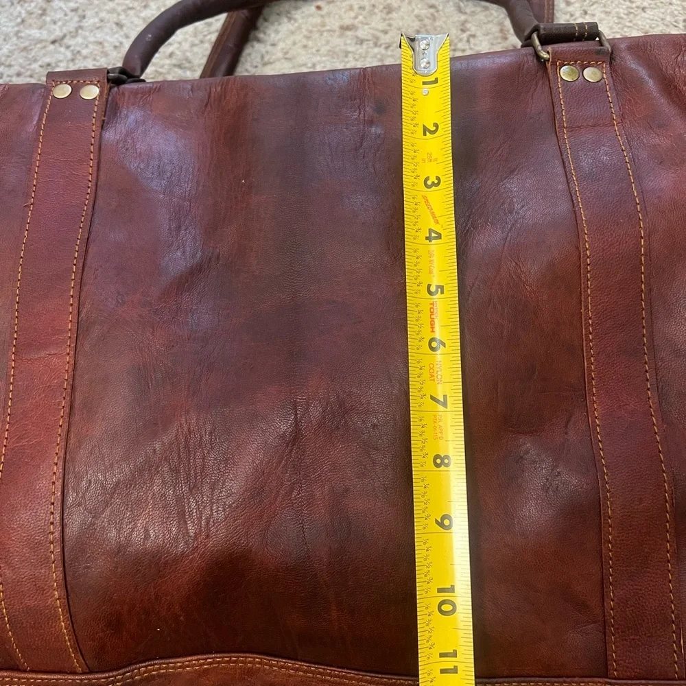 Men's‎ Genuine Dark Leather Large Vintage Duffel Travel Weekend Overnight Bag